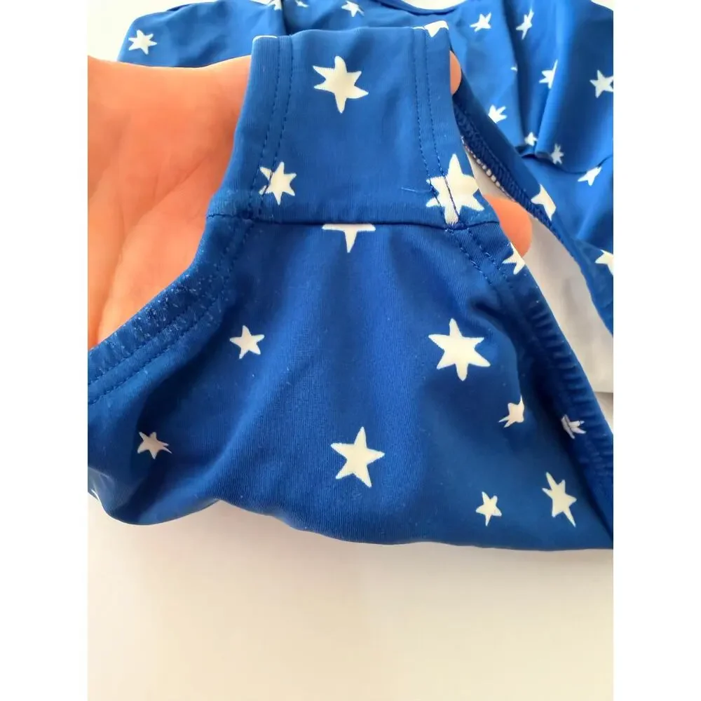 Hanna Andersson Girl's Blue Star Ruffle One Piece Swimsuit Size 5